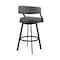 Armen Living Dione 30" Bar Height Swivel Gray Faux Leather and Black Metal Bar Stool 840254335059 - alternate 9